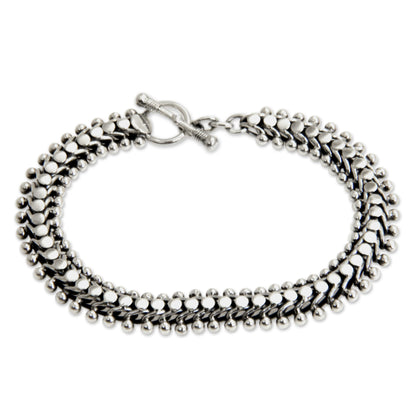 Centipede Crawl Silver Link Bracelet