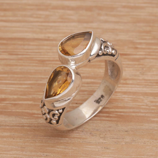 Temple Tears Citrine Silver Ring
