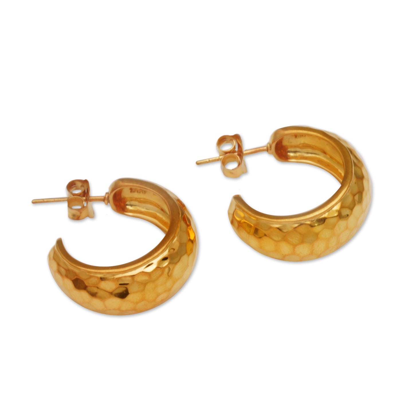 Radiant Shine Balinese Gold Plated 925 Half Hoop Silver Earrings