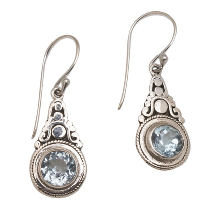 Celestial Crowns Fair Trade Blue Topaz and Silver Earrings from Bali