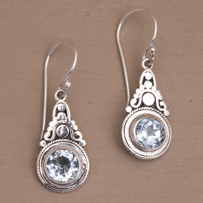 Celestial Crowns Fair Trade Blue Topaz and Silver Earrings from Bali