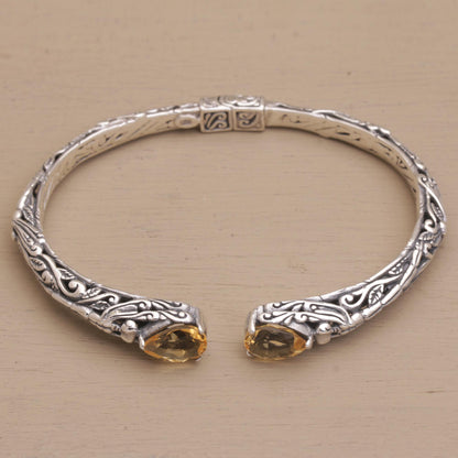 Looking for You Fair Trade Silver and Citrine Hinged Cuff Bracelet