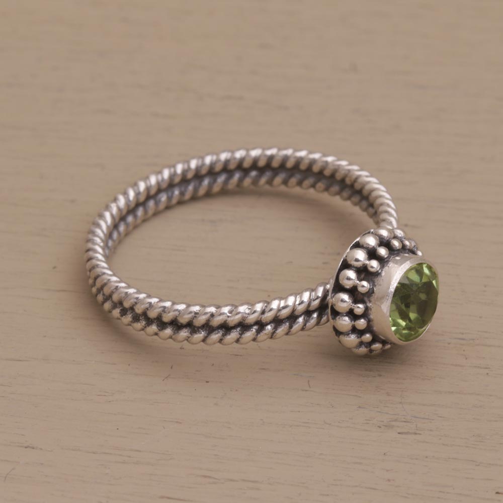 Touch of Simplicity Handmade Peridot and Sterling Silver Single Stone Ring