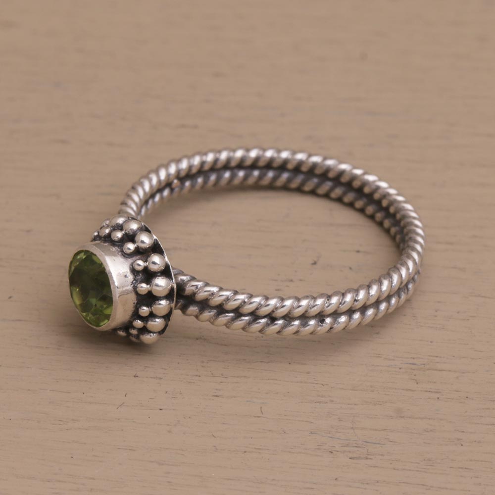 Touch of Simplicity Handmade Peridot and Sterling Silver Single Stone Ring