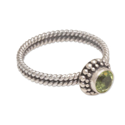 Touch of Simplicity Handmade Peridot and Sterling Silver Single Stone Ring