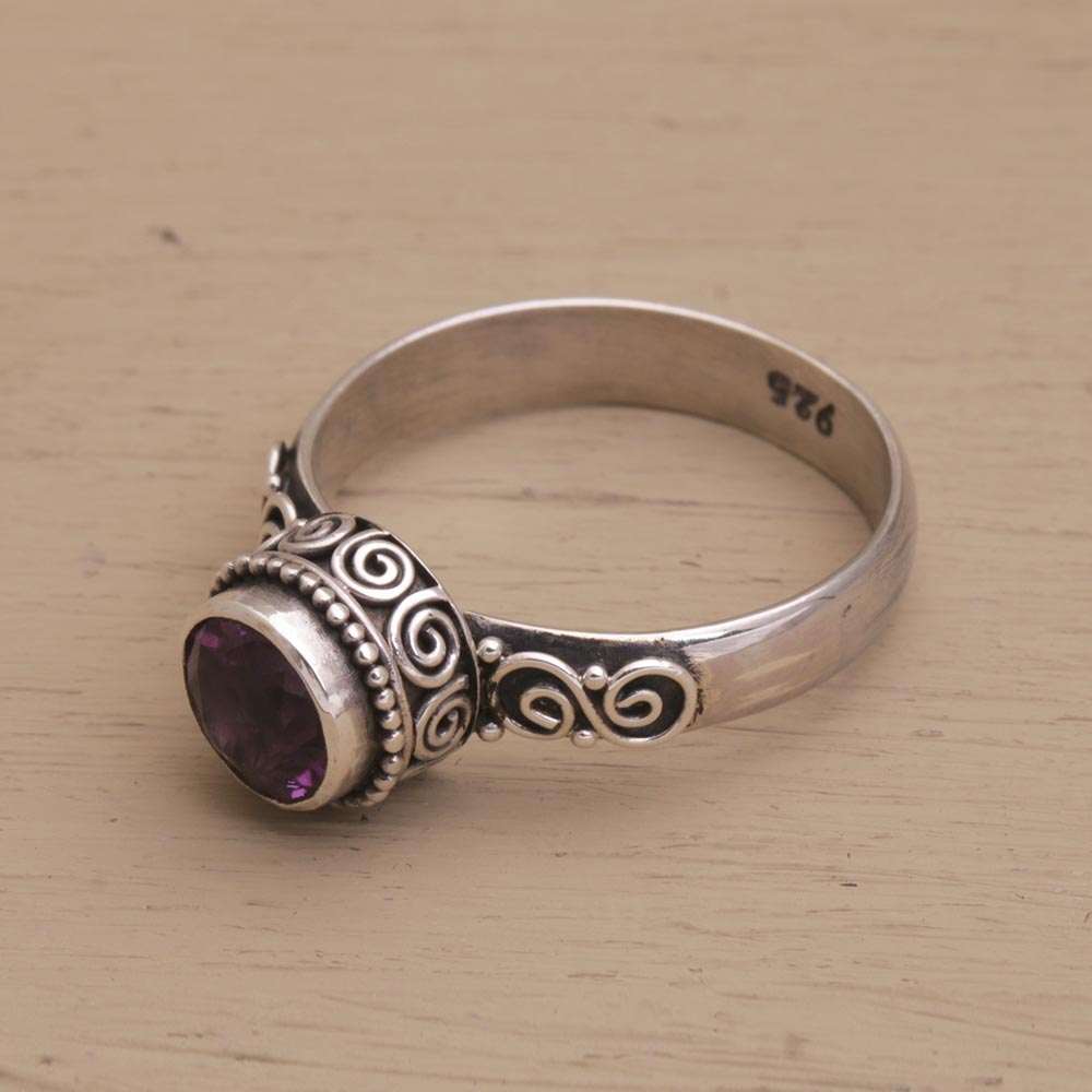 Shadow Of The Crown Amethyst Single Stone Ring in Sterling Silver