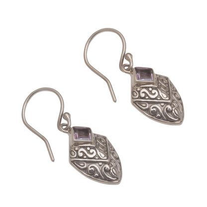 Rain Forest Beacon Handcrafted Balinese Amethyst and Sterling Silver Earrings