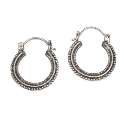 On Rotation One Inch Diameter Sterling Silver Hoop Earrings