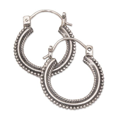 On Rotation One Inch Diameter Sterling Silver Hoop Earrings