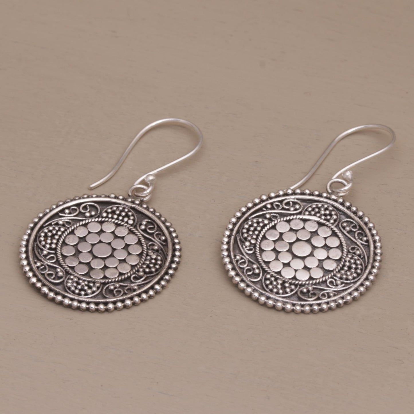 Dots Galore Dot Motif Sterling Silver Dangle Earrings with Hooks