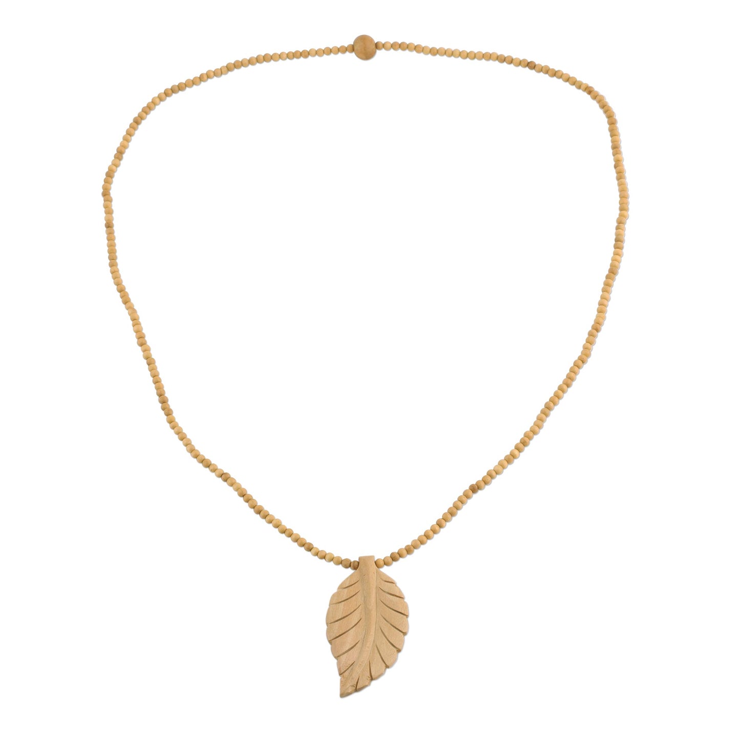 Curry Leaf Leaf Motif Pendant Necklace Handmade from Wood