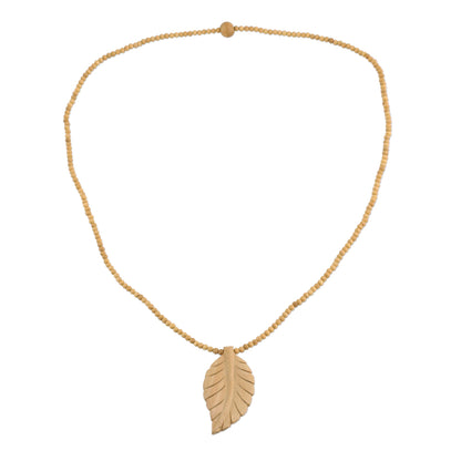 Curry Leaf Leaf Motif Pendant Necklace Handmade from Wood