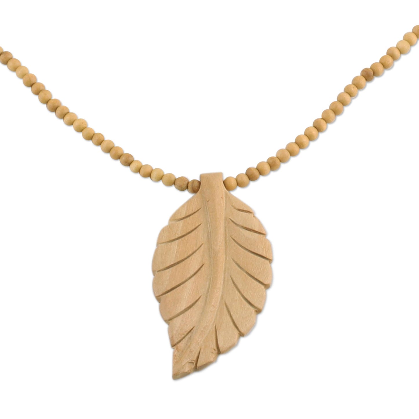 Curry Leaf Leaf Motif Pendant Necklace Handmade from Wood