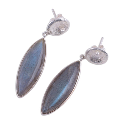 Grey Eyes Labradorite and Textured Sterling Silver Earrings