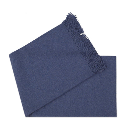 Blissful Dream in Azure 100% Baby Alpaca Throw Blanket in Solid Azure from Peru