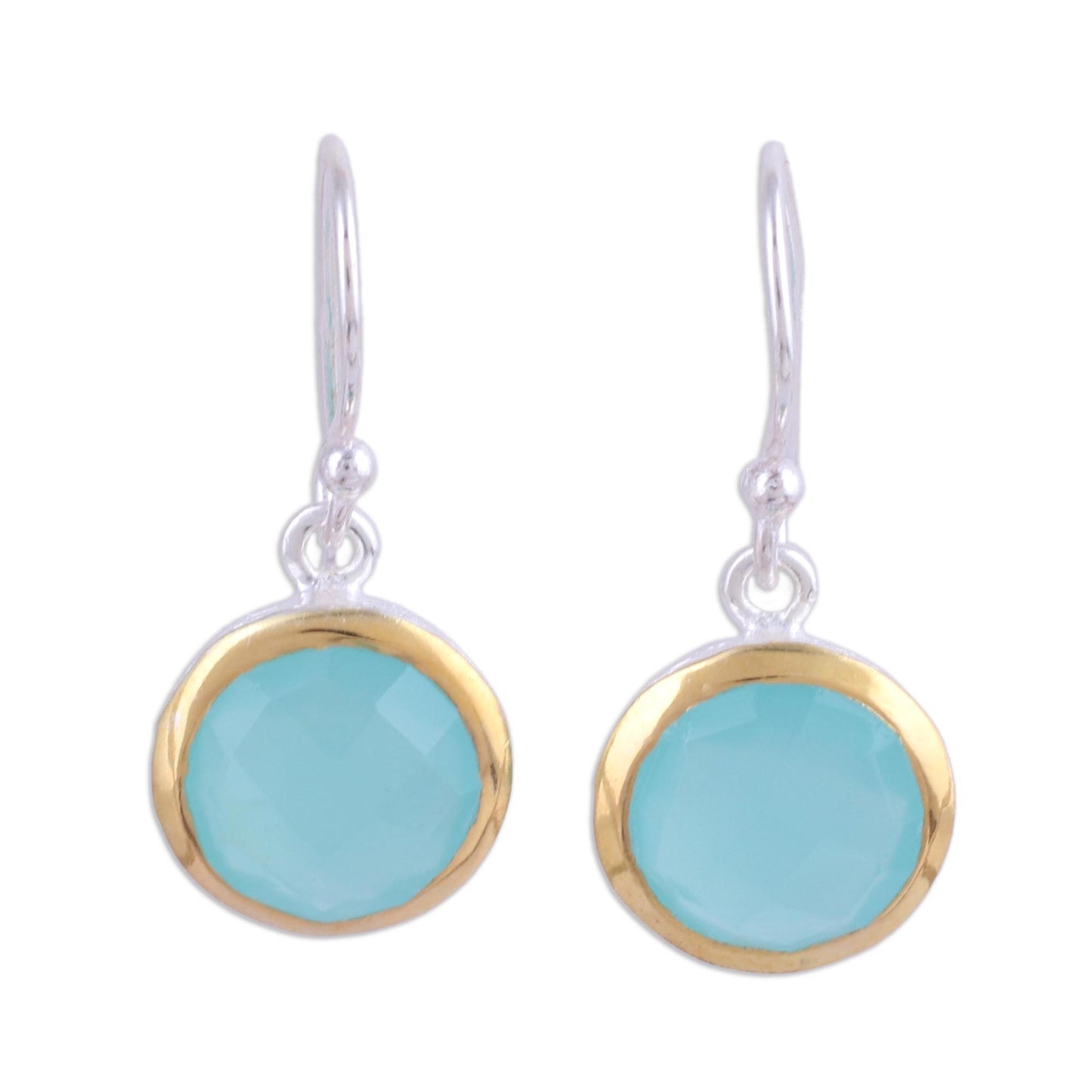 Dewy Glade Aqua Chalcedony Earrings with 18k Gold Accents