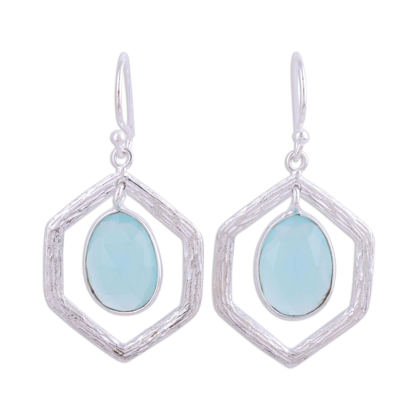 Frozen Dew Blue Chalcedony and Sterling Silver Dangle Earrings