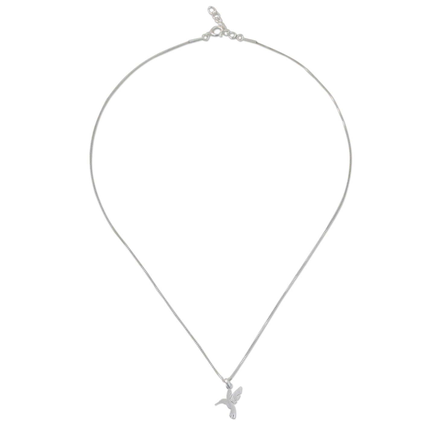 Fluttering Hummingbird Sterling Silver Hummingbird Pendant Necklace from Thailand