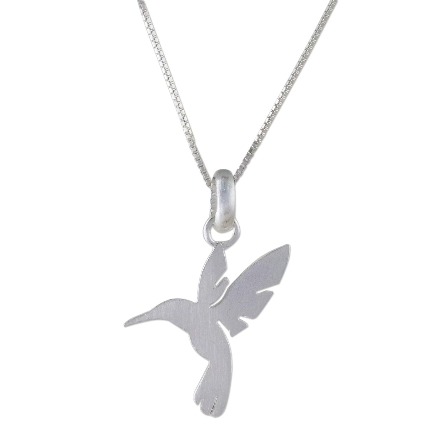 Fluttering Hummingbird Sterling Silver Hummingbird Pendant Necklace from Thailand