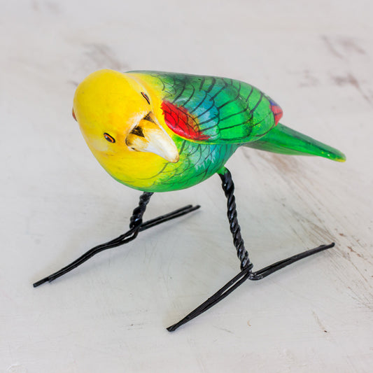 Yellow-Headed Parrot Hand Sculpted Ceramic Yellow Headed Parrot Figurine