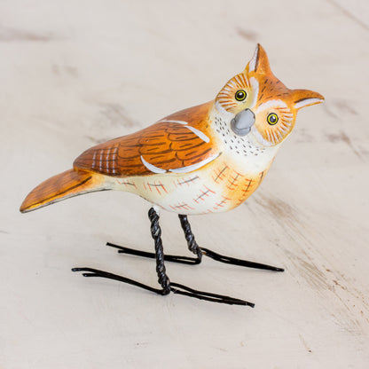 Eastern Screech Owl Hand Sculpted, Painted Ceramic Eastern Screech Owl Figurine