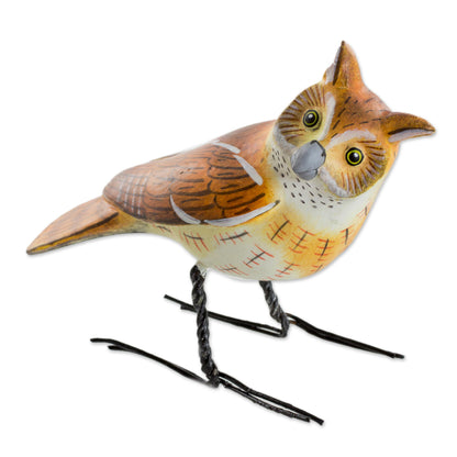 Eastern Screech Owl Hand Sculpted, Painted Ceramic Eastern Screech Owl Figurine