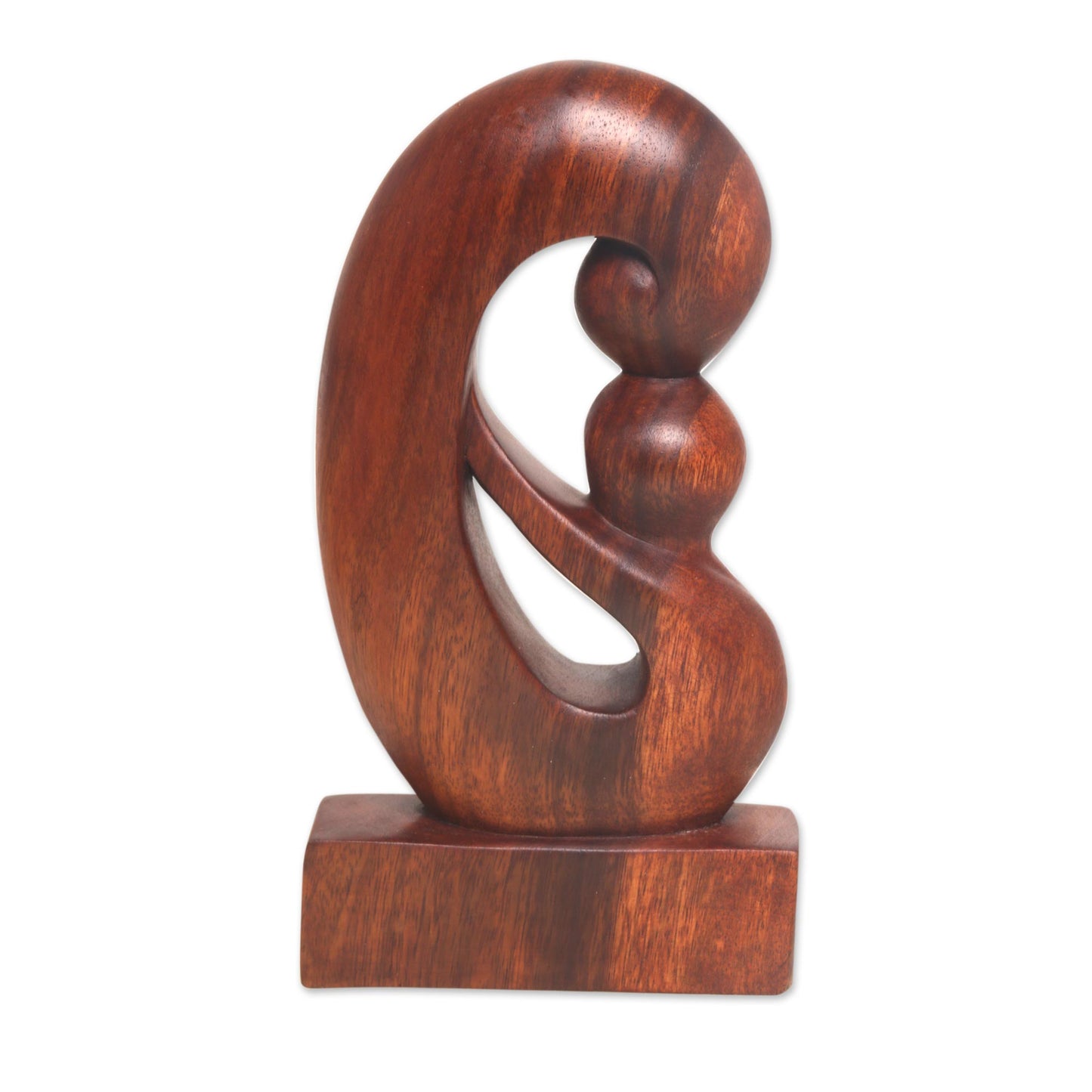 Maternal Embrace Curved Hand Carved Wood Sculpture