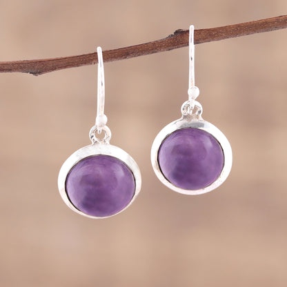 Celestial Promise Amethyst and Sterling Silver Dangle Earrings from India