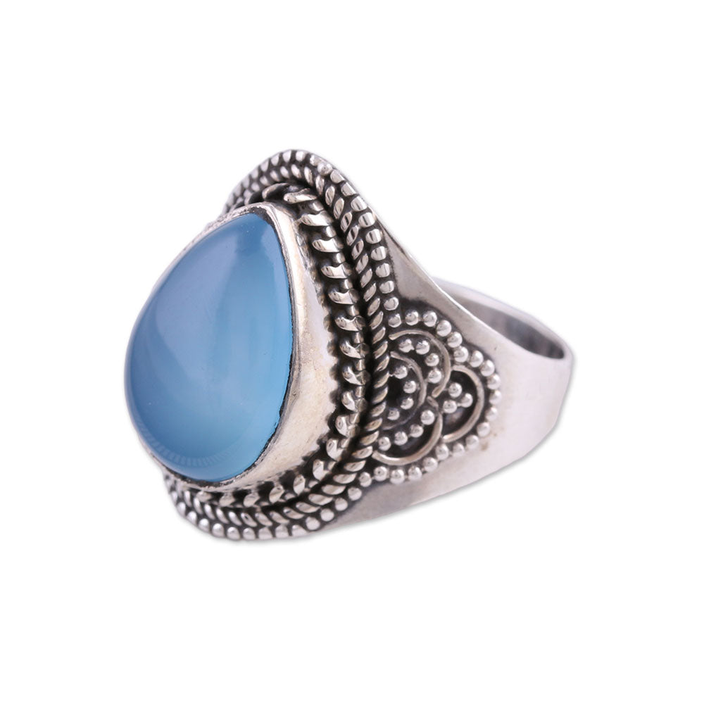 Charismatic Blue Charm Sterling Silver Blue Chalcedony Cocktail Ring