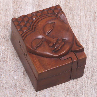 Glory of Buddha Hand Carved Buddha Motif Puzzle Box from Bali