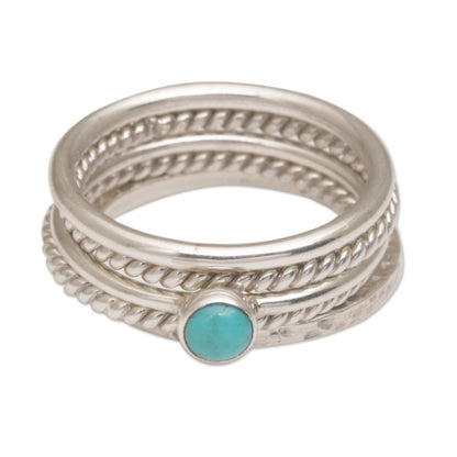 Alignment Handmade 925 Sterling Silver Turquoise Stacking Ring