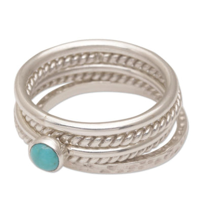 Alignment Handmade 925 Sterling Silver Turquoise Stacking Ring