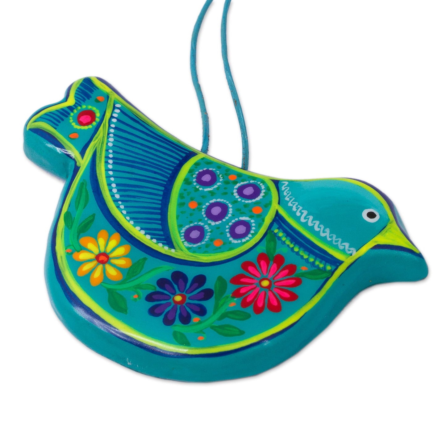 Turquoise Doves 2 Caribbean Blue Ceramic Handcrafted and Painted Ornaments