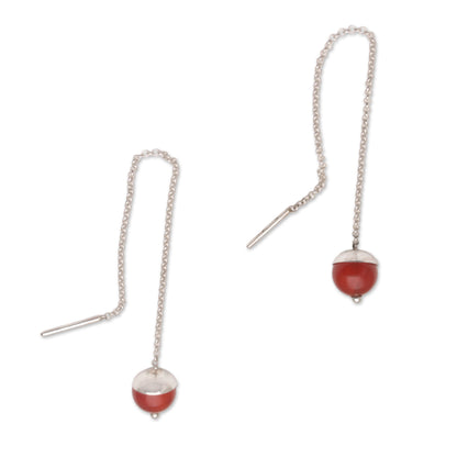 Soaring Dawn Handmade Carnelian Threader Earrings 925 Sterling Silver