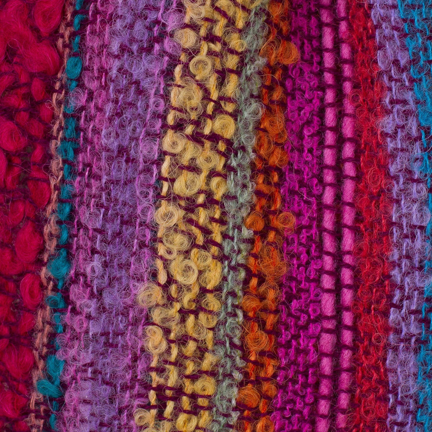 Draped with Color Baby Alpaca Blend Hand Woven Colorful Striped Scarf