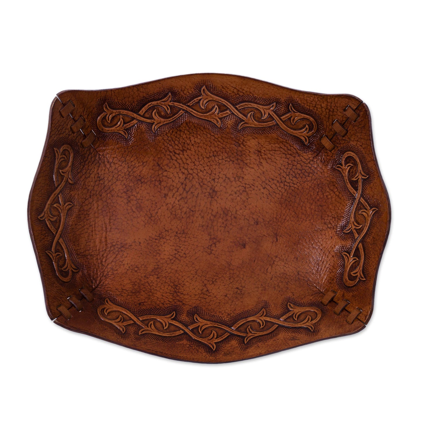 Bramblebush Peruvian Handcrafted Tooled Leather Andean Catchall