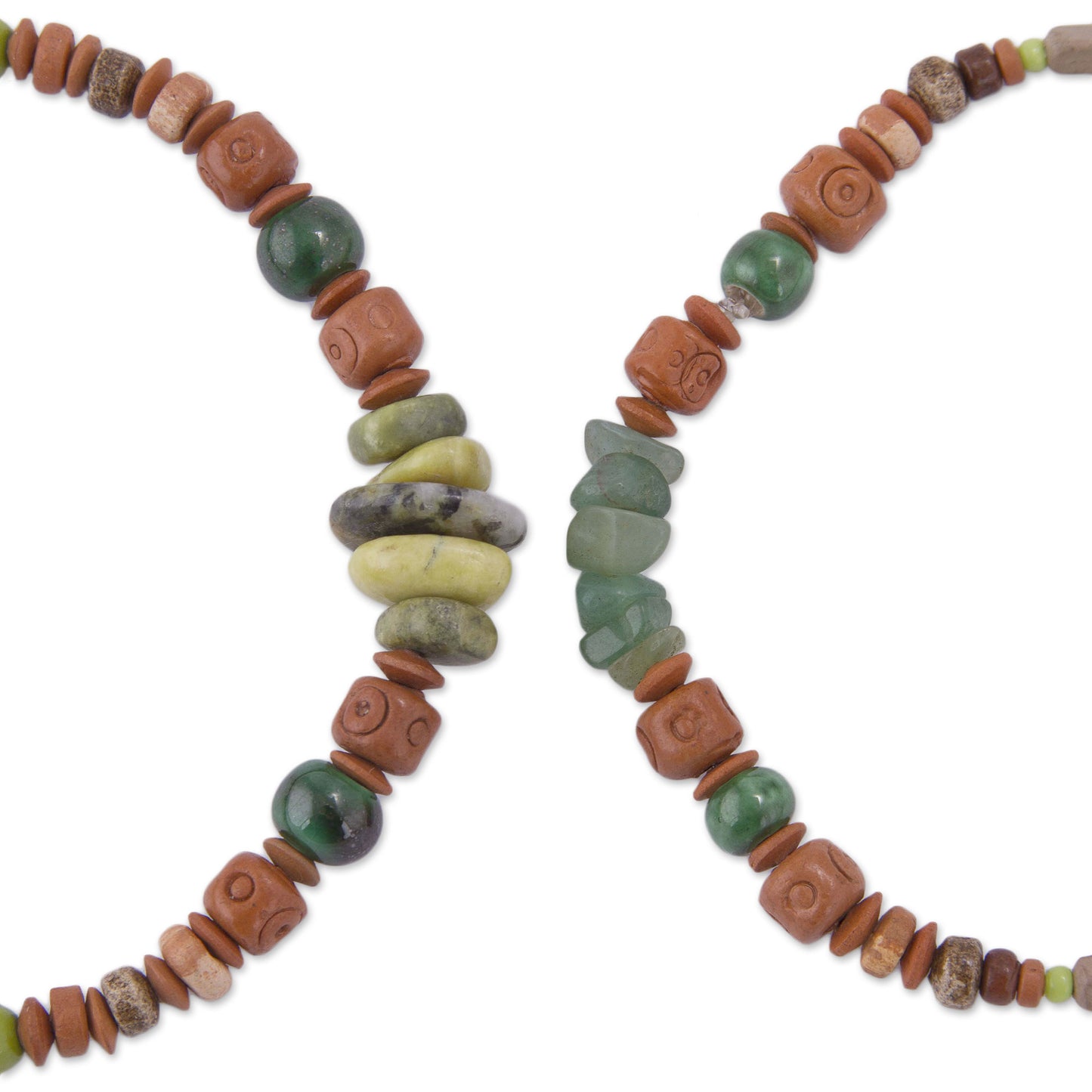 Wind and Earth Two Ceramic Beaded Bracelets with Agate and Serpentine