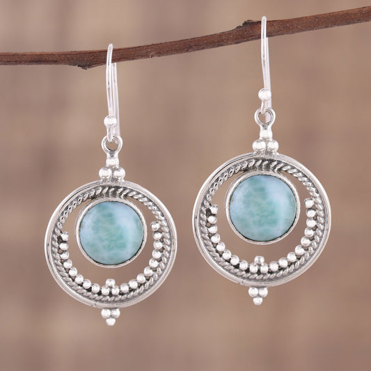 Lunar Delight Larimar and Sterling Silver Dangle Earrings from India