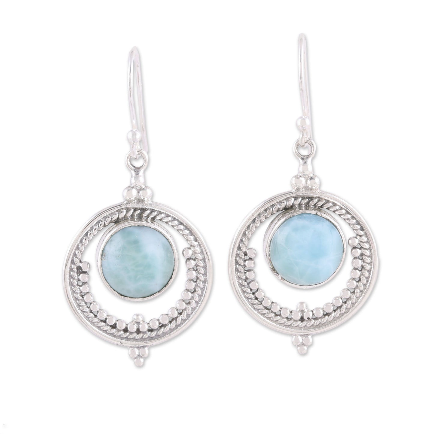 Lunar Delight Larimar and Sterling Silver Dangle Earrings from India