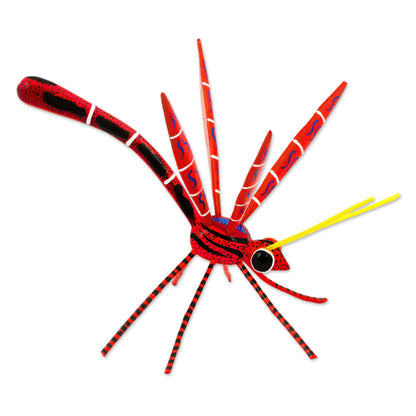 Red Dragonfly Handmade Dragonfly Alebrije Figurine in Red from Oaxaca