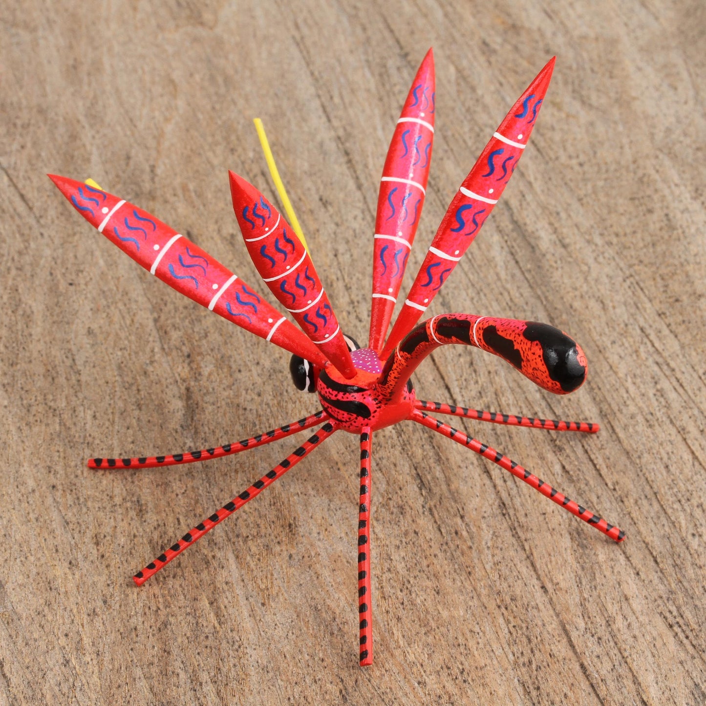 Red Dragonfly Handmade Dragonfly Alebrije Figurine in Red from Oaxaca