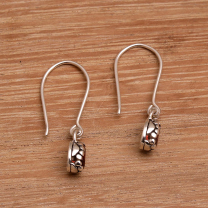 Baby Paws Paw Print Motif Garnet Dangle Earrings from Bali