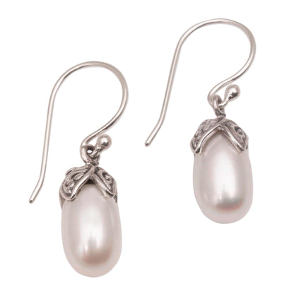 Moonlight Seeds Handmade 925 Sterling Silver Cultured Pearl Dangle Earrings