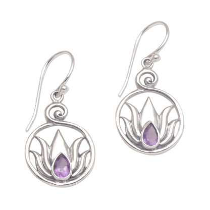 Lotus Soul Handmade 925 Sterling Silver Amethyst Lotus Earrings