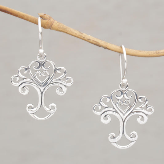 Loving Tree Handmade Sterling Silver Tree Earrings from Indonesia