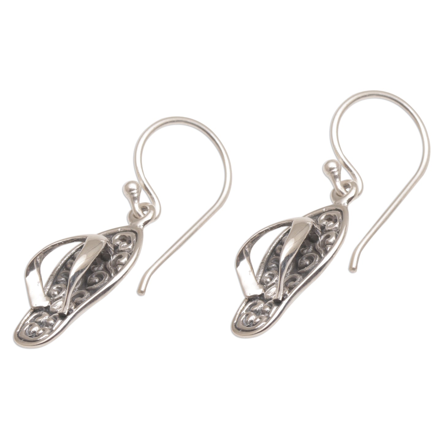 Celuk Sandal Handmade Sterling Silver Dangle Sandal Earrings from Bali