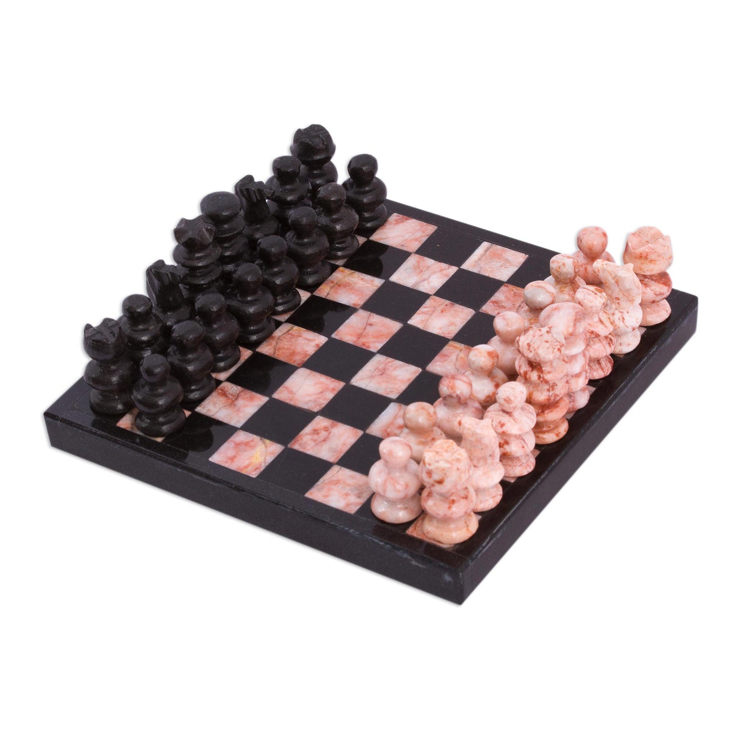 Black and Pink Challenge Marble Chess Set in Black and Pink from Mexico