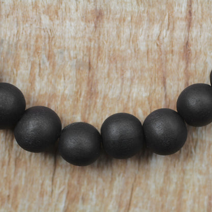 Chic Silhouettes Adjustable Ebony Wood Beaded Bracelet from Ghana