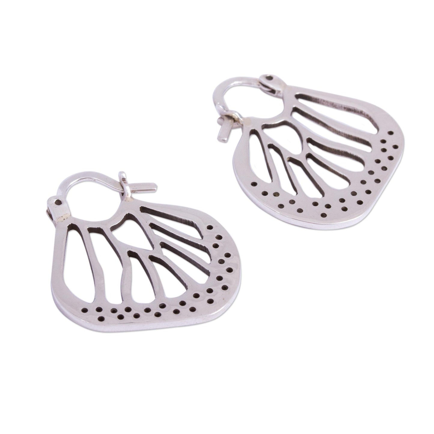 Flying Lobes Taxco Sterling Silver Hoop Earrings from Mexico