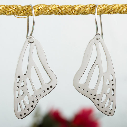 Lovely Wings Sterling Silver Butterfly Wing Dangle Earrings from Mexico